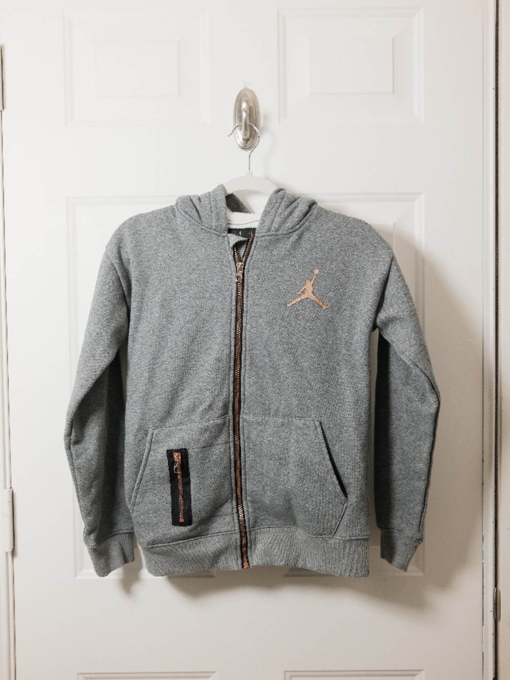 Air Jordan Hoodie Youth Large Gray Full Zip Sherpa Lined Jumpman